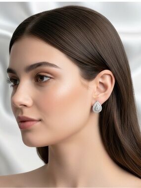 Cubic Zirconia Pear Shape Studs